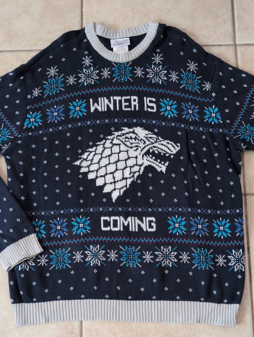 Game of Thrones Winter Is Coming Christmas Sweater Size XXL